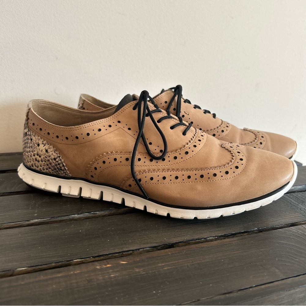 Cole Haan ZeroGrand Women’s Wingtip Oxford Snake Skin Accent Shoes Sz 9.5B - Picture 2 of 7